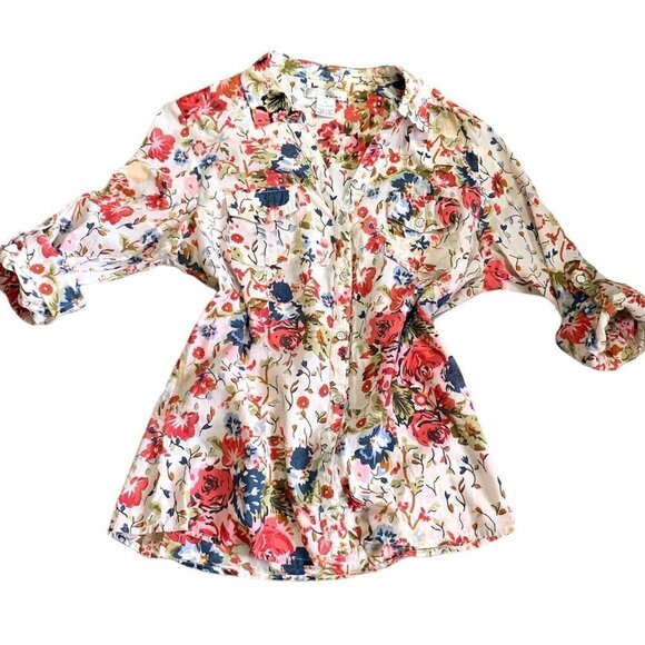 WD NY Cotton Western Floral Snap-Front Shirt Sz L #3F - Picture 2 of 8